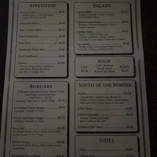 Menu rear