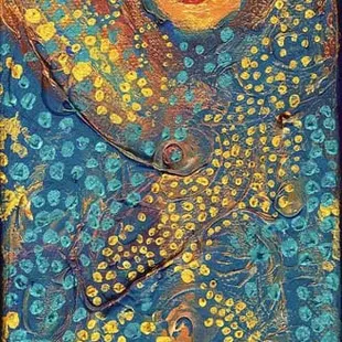 The studio also serves as an art gallery, currently featuring paintings by Shamsi