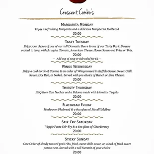 Stop in and try our new Crescent Combo Menu