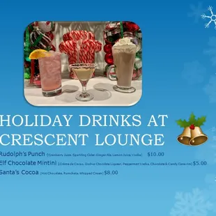 holiday drinks at crescent lounge