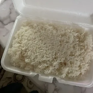 rice in a styrofoam container