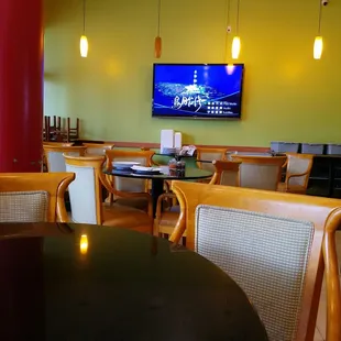 a restaurant with a flat screen tv