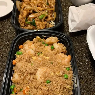 two trays of fried rice