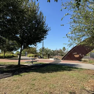 Picnic area next to the bridge
