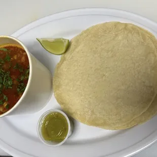Consomé with homemade tortillas