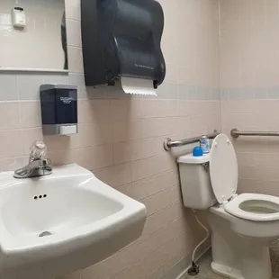 Ladies is a single. No baby change station.