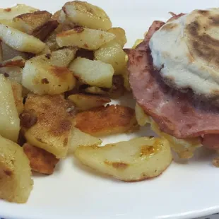 Egg muffin with ham and cheese: $2.79; plentiful, &quot;real&quot; home fries: $2.19; OJ: $1.00!  What a deal!