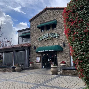 the entrance to the restaurant