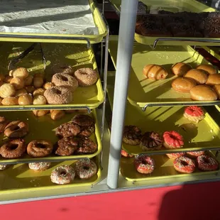 a variety of doughnuts on display