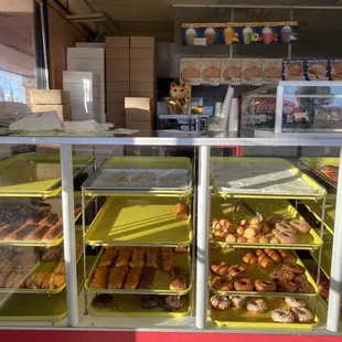a display of pastries and pastries