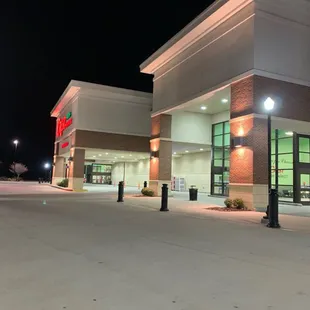 the exterior of the store at night