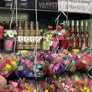 a display of flowers for sale