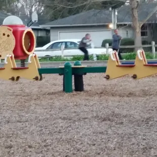 Teeter totter on play area