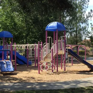 The playground easily visible from the front of the park.