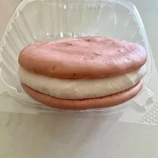 Strawberry Whoopee Pie with cream cheese filling.