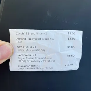 Receipt of purchase.