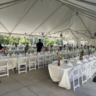 Setting up the tables for dinner