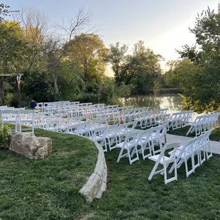 Seating at the wooded pergola location