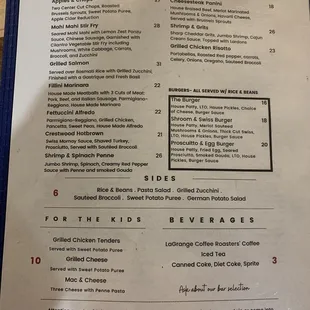 Dinner menu Aug 2023