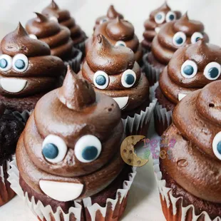 chocolate cupcakes with googly eyes