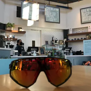 a pair of sunglasses on a table