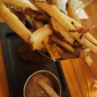 Fries looked great, but tasted like freezer burn. So sad, as they used to be great. D-Luxe Burger will be our go-to for fries.