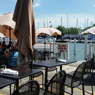 View to Clinton river. Great place on river been here awhile.  Nice menu good food lots of boat wells.  Ambience super.