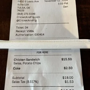 Total price for grilled sandwich and Coke