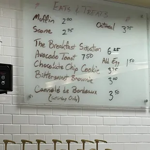 Breakfast menu