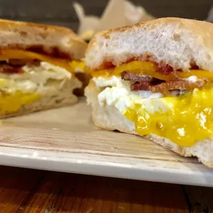 Voted one of the most popular sandwiches in Texas. Spicy Bacon ciabatta.