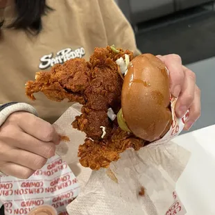 Huge chicken sandwich