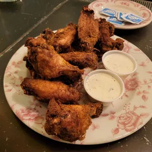 Smoked dry rub wings.