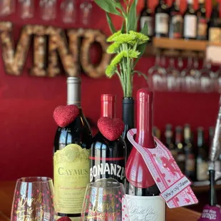 bottles of wine and wine glasses