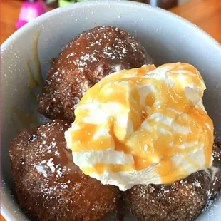 Coronado Doughnuts Cinnamon Sugar Crust, Whip Cream &amp; Salted Caramel. Ask for the perfect wine pairing!