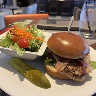 Chicken sandwich with a side salad