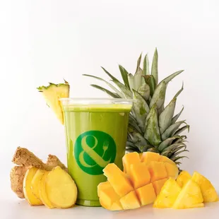 a pineapple and a pineapple smoothie