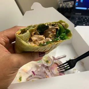 Chicken hummus wrap.