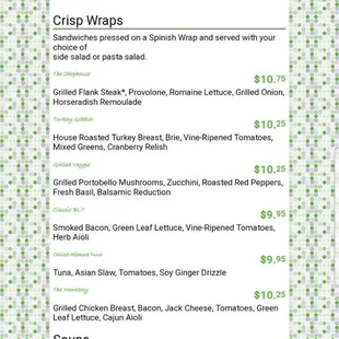 menu
