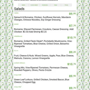 menu