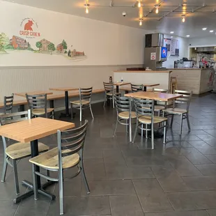 tables and chairs in a restaurant