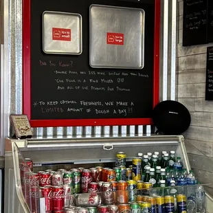 a display of sodas and soft drinks