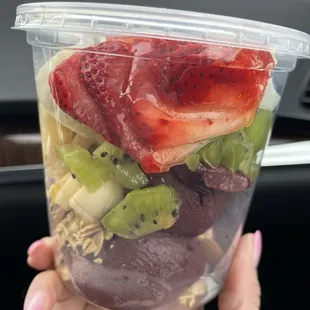 Acai Bowl (granola, seasonal fruits, ricotta, chia seeds, nuts, coconut flakes, honey.