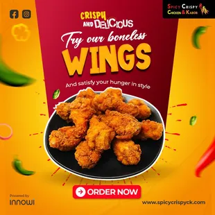 Craving something crispy and delicious?
Try our boneless wings and satisfy your hunger in style.

#restaurant #foodie #crispy #deliciou