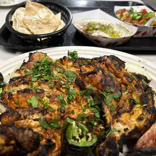 Grilled chicken and hummus