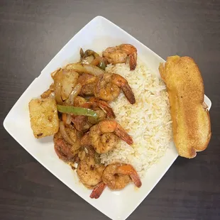 Cajun Shrimp with Rice plate