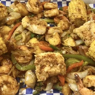 Medium size Cajun Shrimp and fish tray.