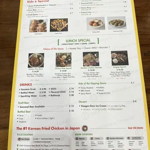 Menu back side