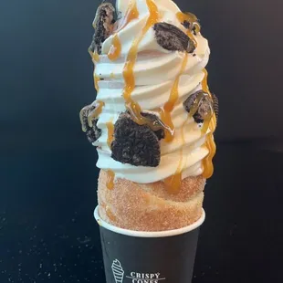 Swirl- oreo- cinnamon/sugar cone w nutella