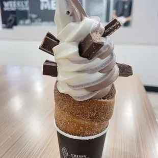 Swirl soft serve with Kit Kat