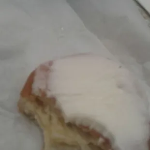 a half eaten donut